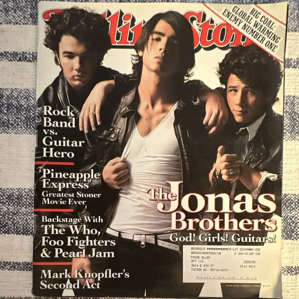 Rolling Stone Magazine Aug 2008 Issue #1058 Jonas Brothers Cover Illustrated
